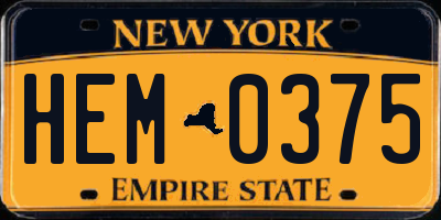NY license plate HEM0375