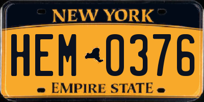 NY license plate HEM0376