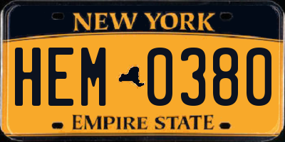 NY license plate HEM0380