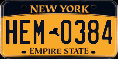 NY license plate HEM0384