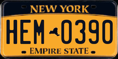 NY license plate HEM0390