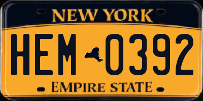 NY license plate HEM0392