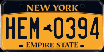 NY license plate HEM0394
