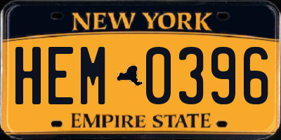 NY license plate HEM0396