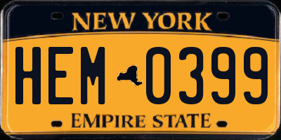 NY license plate HEM0399