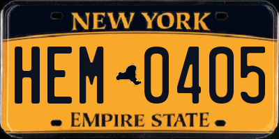 NY license plate HEM0405