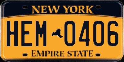 NY license plate HEM0406