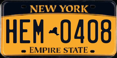 NY license plate HEM0408