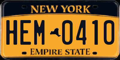 NY license plate HEM0410