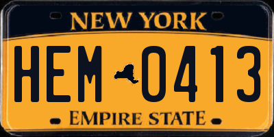 NY license plate HEM0413