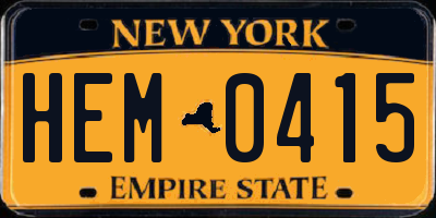 NY license plate HEM0415