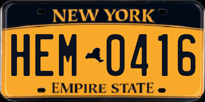 NY license plate HEM0416