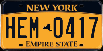NY license plate HEM0417