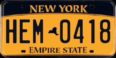 NY license plate HEM0418