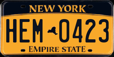 NY license plate HEM0423