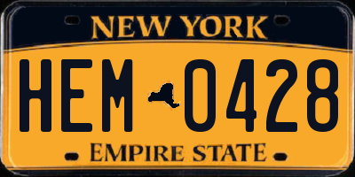 NY license plate HEM0428