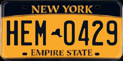 NY license plate HEM0429