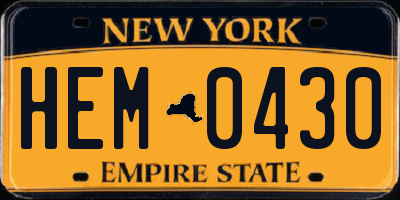 NY license plate HEM0430