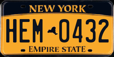 NY license plate HEM0432