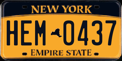 NY license plate HEM0437
