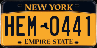 NY license plate HEM0441