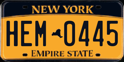 NY license plate HEM0445
