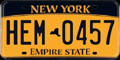 NY license plate HEM0457