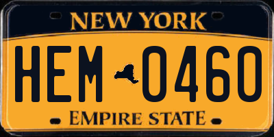 NY license plate HEM0460