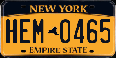 NY license plate HEM0465