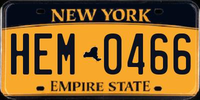 NY license plate HEM0466