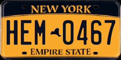 NY license plate HEM0467