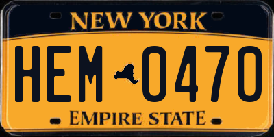 NY license plate HEM0470
