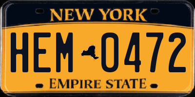 NY license plate HEM0472