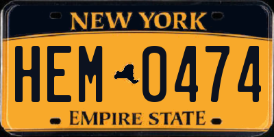 NY license plate HEM0474