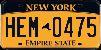 NY license plate HEM0475
