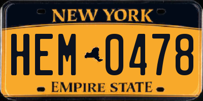 NY license plate HEM0478