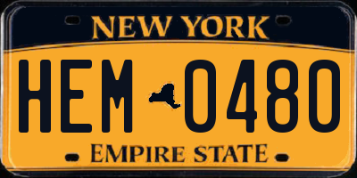 NY license plate HEM0480