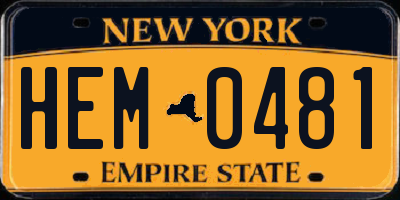 NY license plate HEM0481