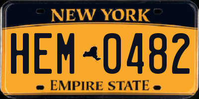 NY license plate HEM0482