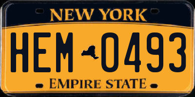NY license plate HEM0493