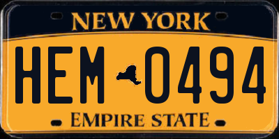 NY license plate HEM0494