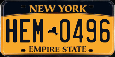 NY license plate HEM0496