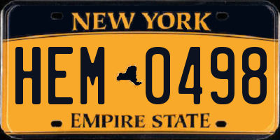 NY license plate HEM0498
