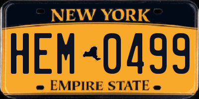 NY license plate HEM0499