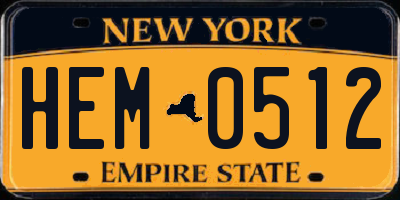 NY license plate HEM0512