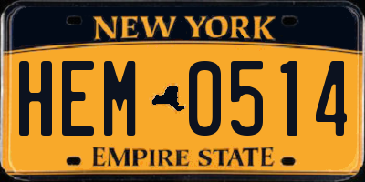 NY license plate HEM0514