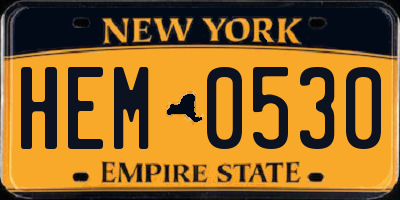 NY license plate HEM0530