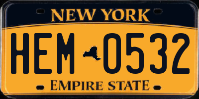 NY license plate HEM0532