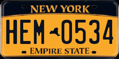 NY license plate HEM0534