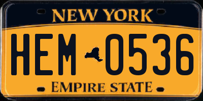 NY license plate HEM0536